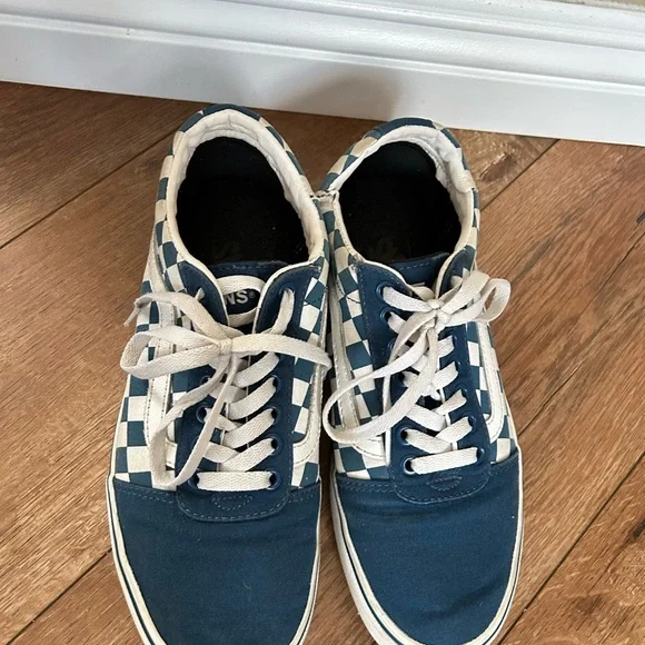 Vans Blue and White Checkered Sneakers - Picture 3 of 5